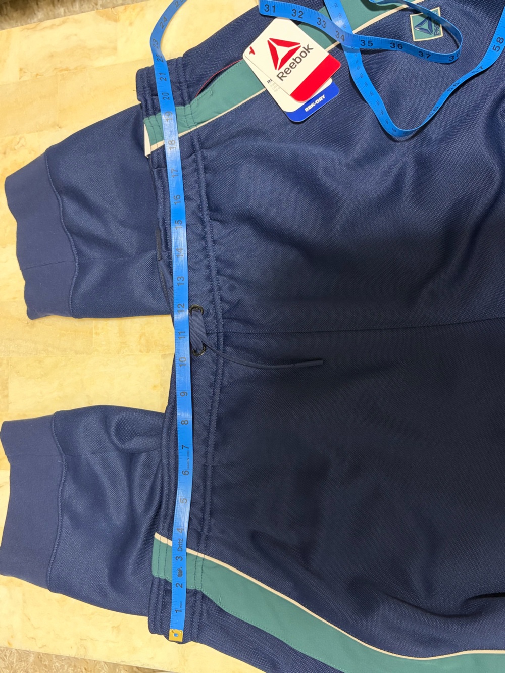 Reebok Slim Jogger Pants Dark Blue Teal Stripe Athletic Activewear - Men's 3XL - Picture 7 of 12
